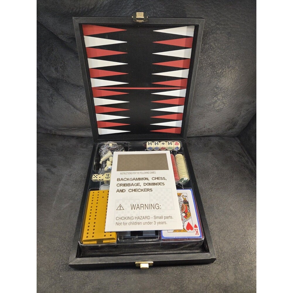7-in-1 Executive Game Set: Chess, Backgammon, Cribbage, Dominoes & Cards -...